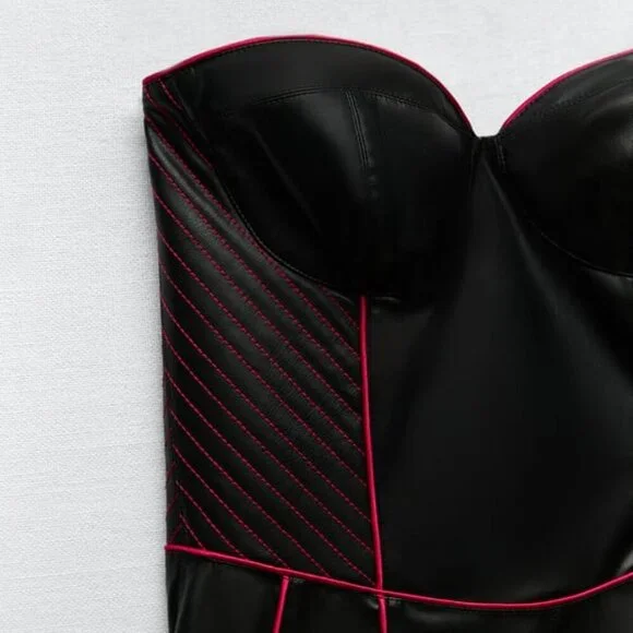 ZARA LEATHER EFFECT DRESS SIZE XS 8208 961 800 - Picture 4 of 5